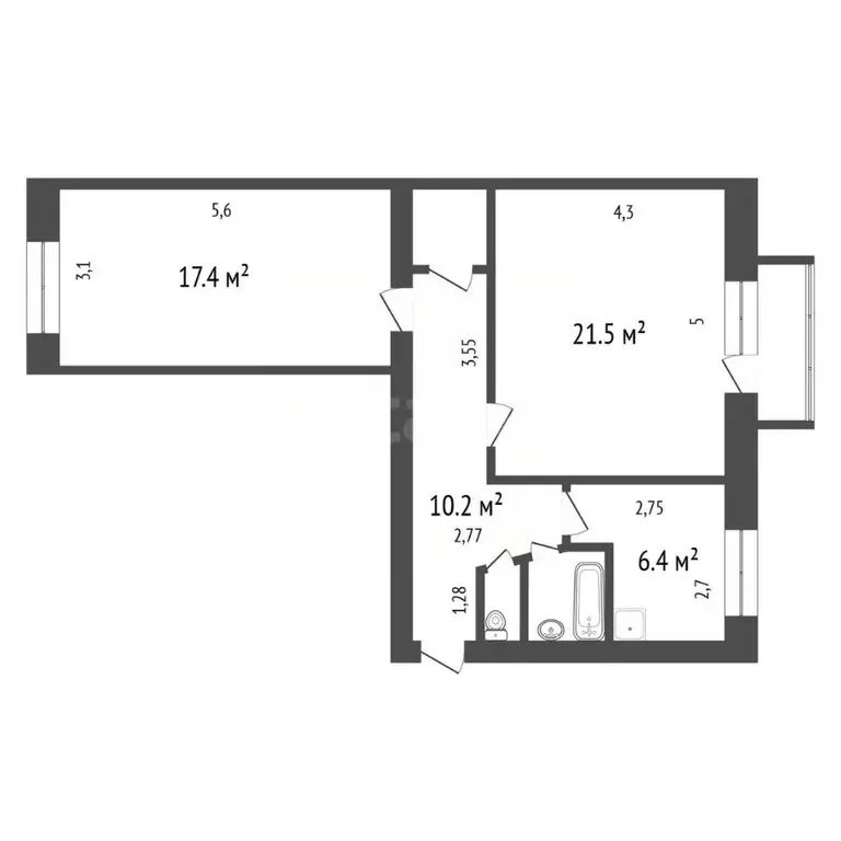 2-к кв. Красноярский край, Красноярск ул. Декабристов, 36 (60.9 м) - Фото 1