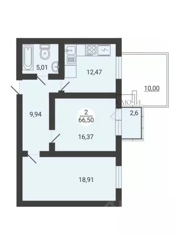 2-к кв. Челябинская область, Магнитогорск ул. Зеленый Лог, 71/2 (59.09 ... - Фото 2