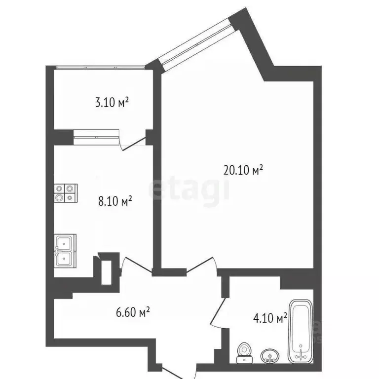 1-к кв. Ростовская область, Ростов-на-Дону ул. Тельмана, 110с2 (42.4 ... - Фото 2