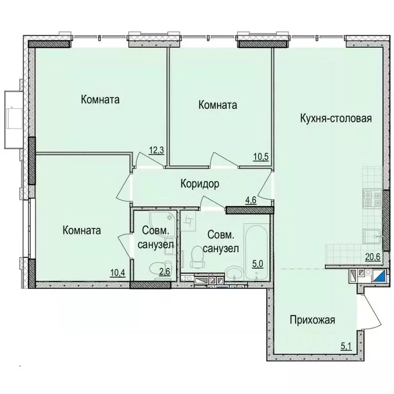 3-к кв. Удмуртия, Ижевск Красная ул., 118к2 (71.5 м) - Фото 0