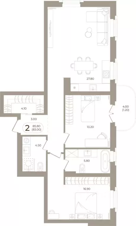 2-к кв. Башкортостан, Стерлитамак ул. Мира, 70 (83.0 м) - Фото 1
