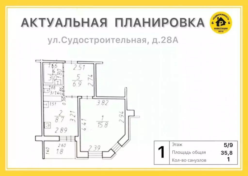 1-к кв. Карелия, Петрозаводск Судостроительная ул., 28А (35.8 м) - Фото 1