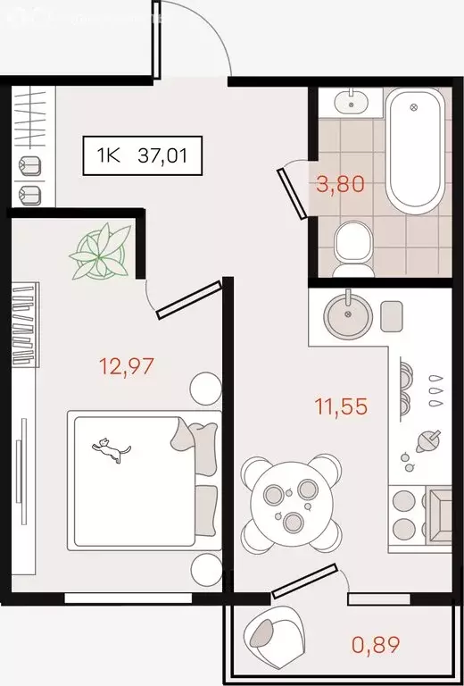 1-комнатная квартира: Динской район, Южно-Кубанское сельское ... - Фото 1