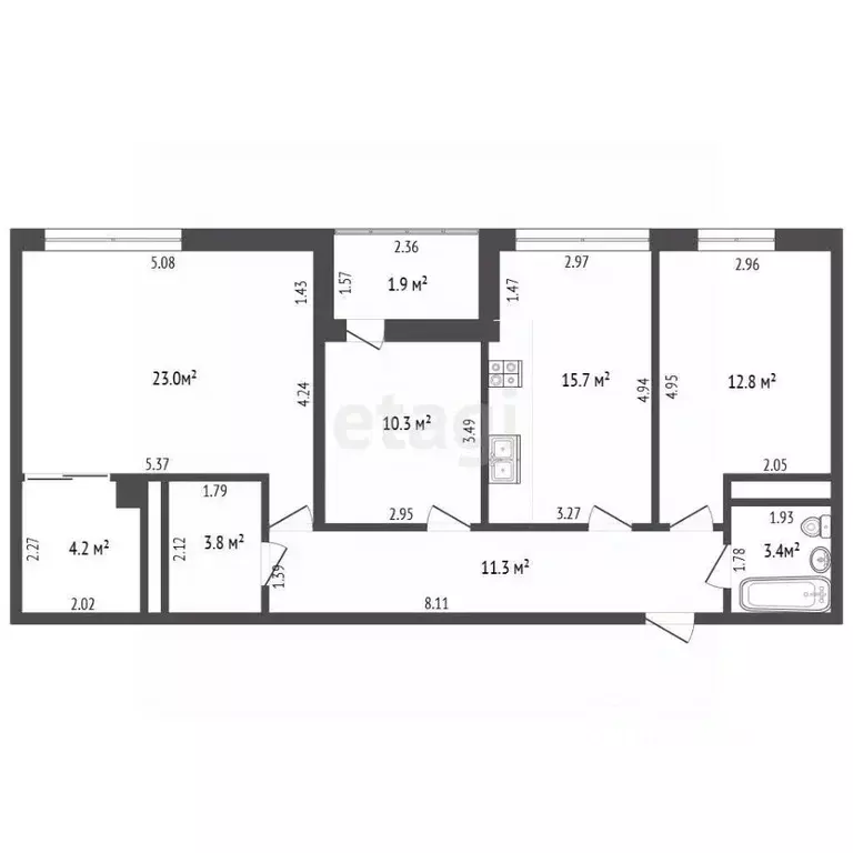3-к кв. Татарстан, Набережные Челны ул. Николая Иванцова, 8 (90.0 м) - Фото 2