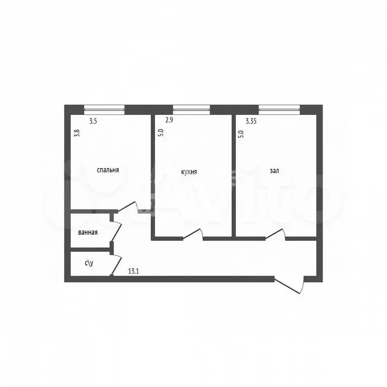 2-к. квартира, 55 м, 4/5 эт. - Фото 0