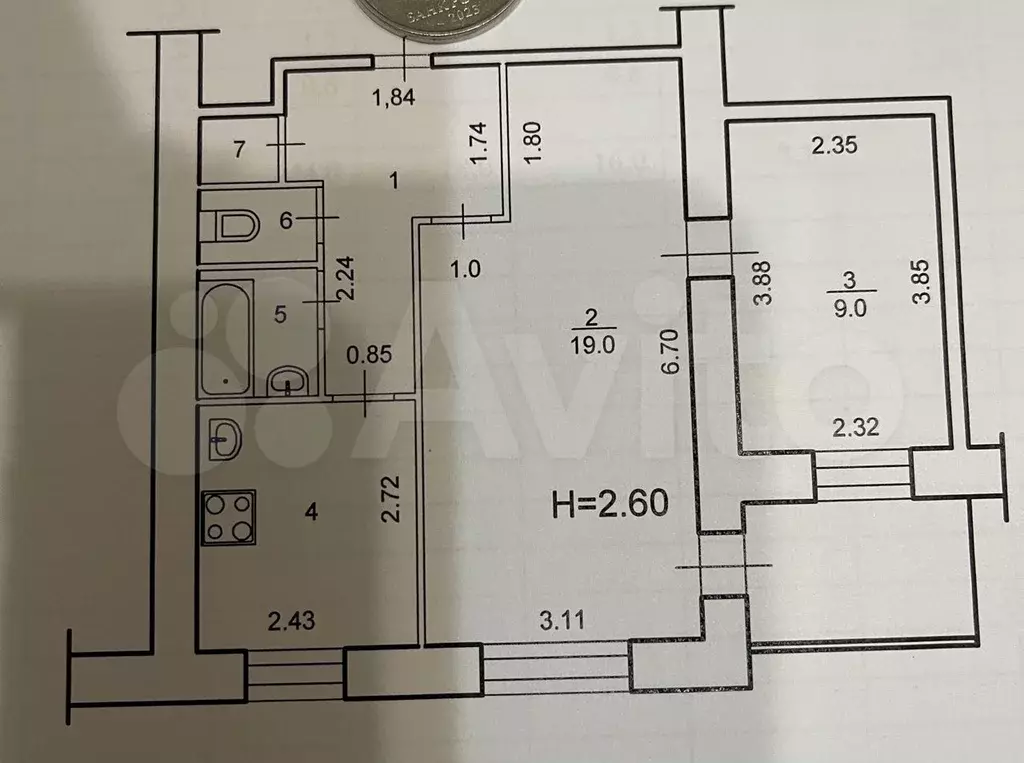 2-к. квартира, 44 м, 6/9 эт. - Фото 0