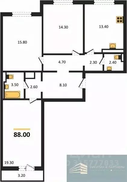 3-к кв. Воронежская область, Воронеж ул. Загоровского, 5/2 (88.0 м) - Фото 0