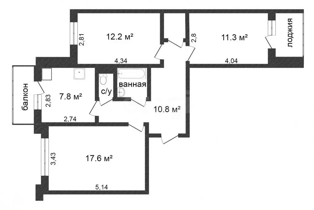 3-комнатная квартира: Омск, улица Пацаева, 5А (64.8 м) - Фото 1