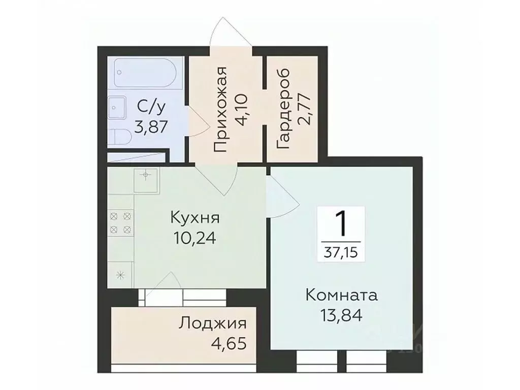 1-к кв. Воронежская область, Воронеж ул. Матросова (37.15 м) - Фото 0