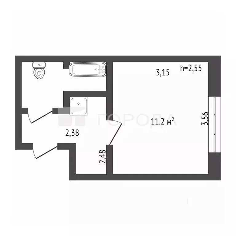 Студия Кемеровская область, Новокузнецк Бакинская ул., 7 (17.8 м) - Фото 2