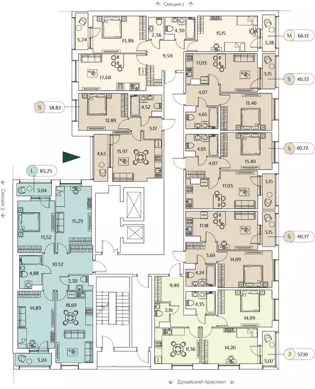 2-к кв. Санкт-Петербург ул. Среднерогатская, 11к2 (40.44 м) - Фото 1