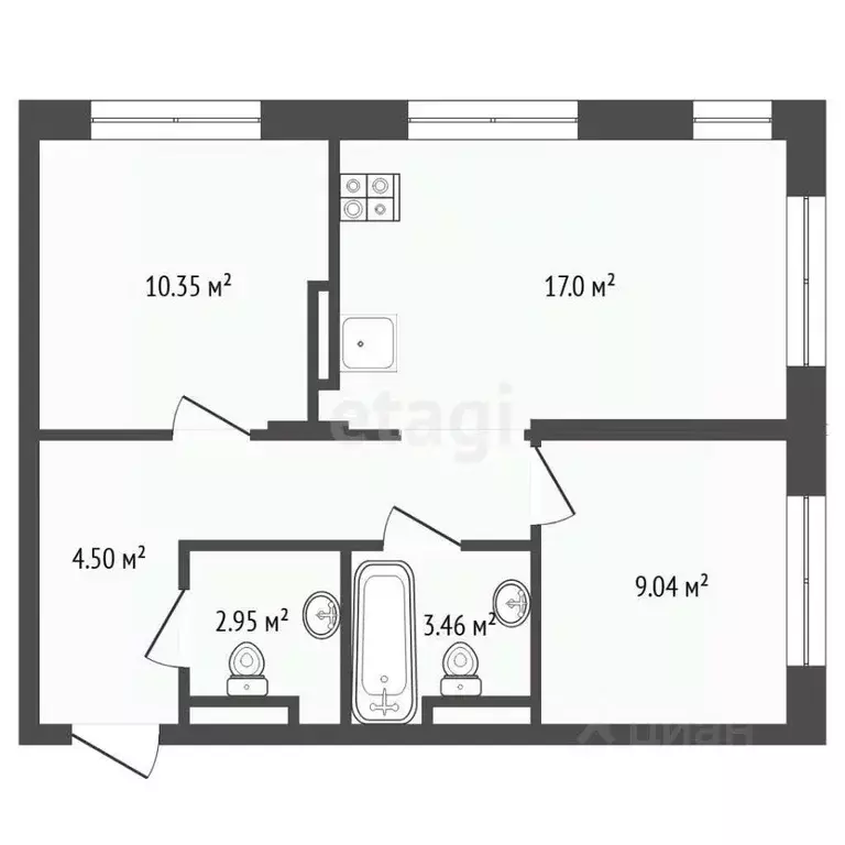 2-к кв. Тюменская область, Тюмень ул. Вадима Бованенко, 7 (61.7 м) - Фото 2