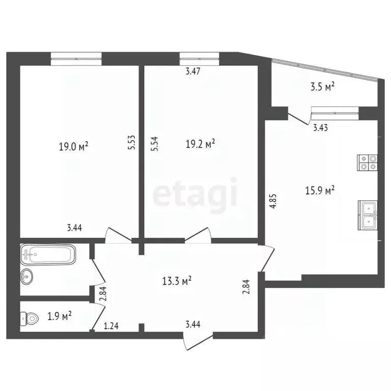 2-к кв. Московская область, Мытищи Шараповская ул., 1к2 (71.2 м) - Фото 1