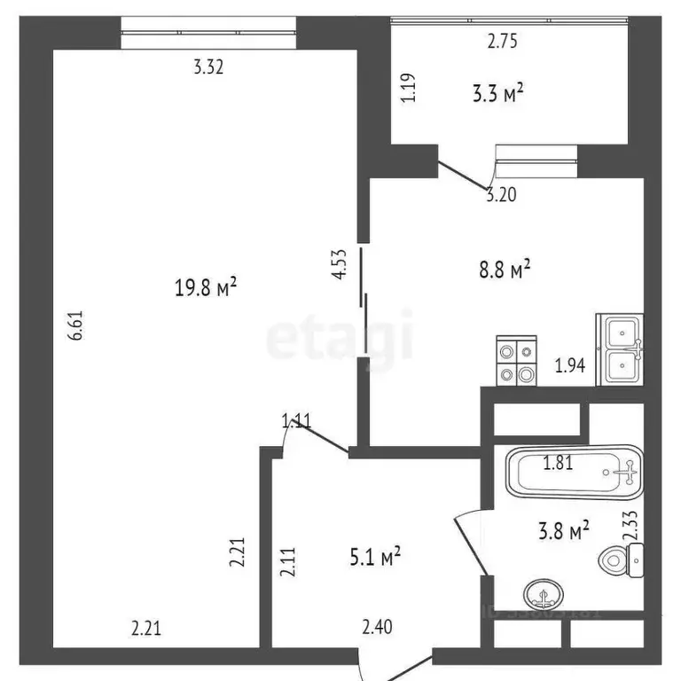 1-к кв. Ростовская область, Ростов-на-Дону Извилистая ул., 21 (37.5 м) - Фото 1