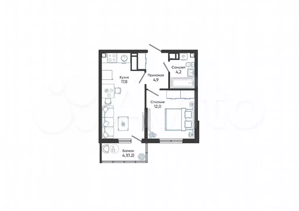 1-к. квартира, 40,1 м, 18/24 эт. - Фото 1