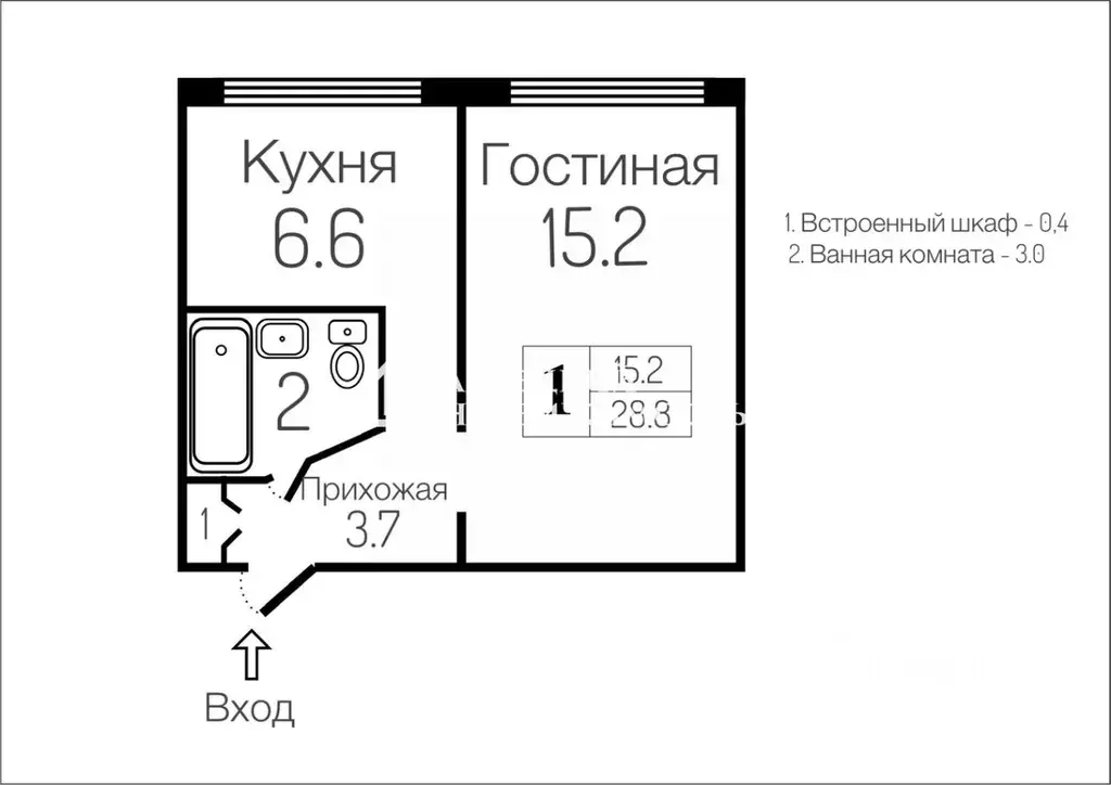 1-к кв. Санкт-Петербург ул. Вавиловых, 15К1 (28.8 м) - Фото 1
