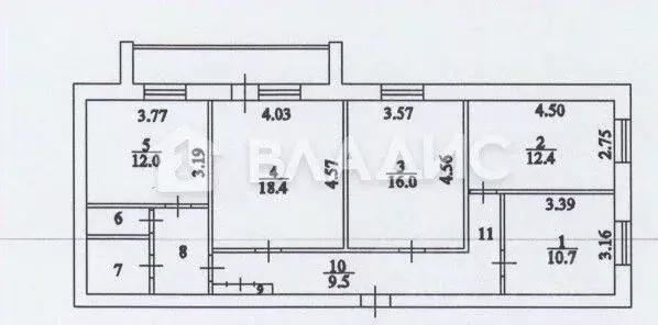 4-к кв. Воронежская область, Воронеж Краснознаменная ул., 15 (95.6 м) - Фото 2