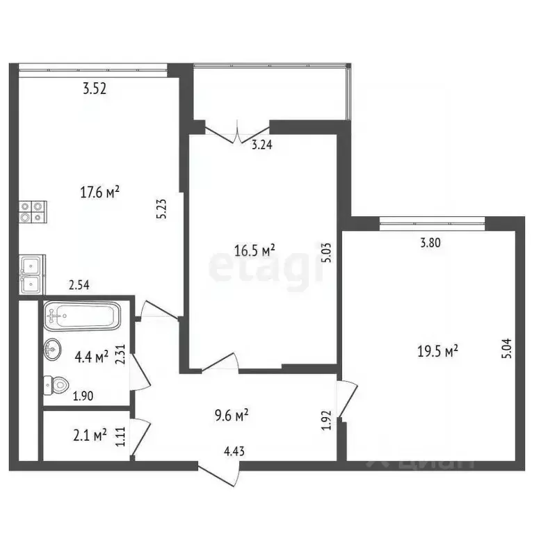 2-к кв. Крым, Симферополь ул. Набережная имени 60-летия СССР (69.7 м) - Фото 1