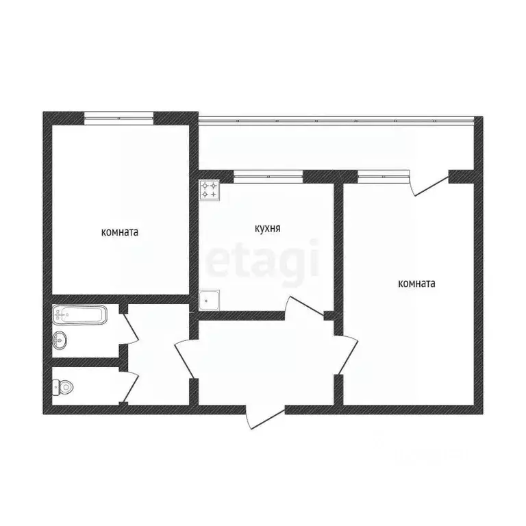 2-к кв. Белгородская область, Белгород Садовая ул., 120б (58.0 м) - Фото 1
