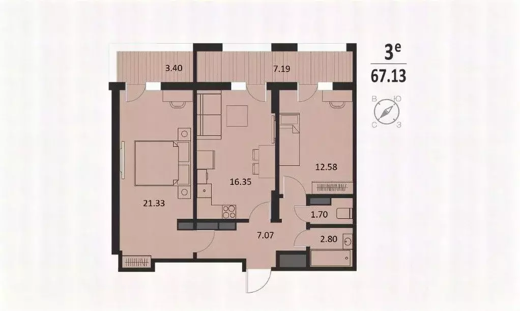 2-к кв. Курская область, Курск Хуторская ул., 39 (67.13 м) - Фото 1