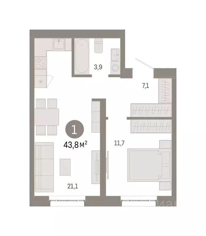 1-к кв. Москва Тагильская ул., 6/1 (43.8 м) - Фото 0