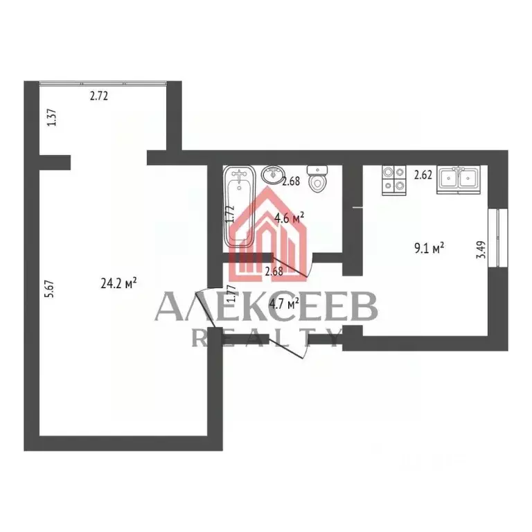 1-к кв. Крым, Бахчисарай ул. Грузинова, 61 (43.4 м) - Фото 2