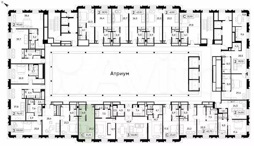 Апартаменты-студия, 31,2м, 9/9эт. - Фото 0