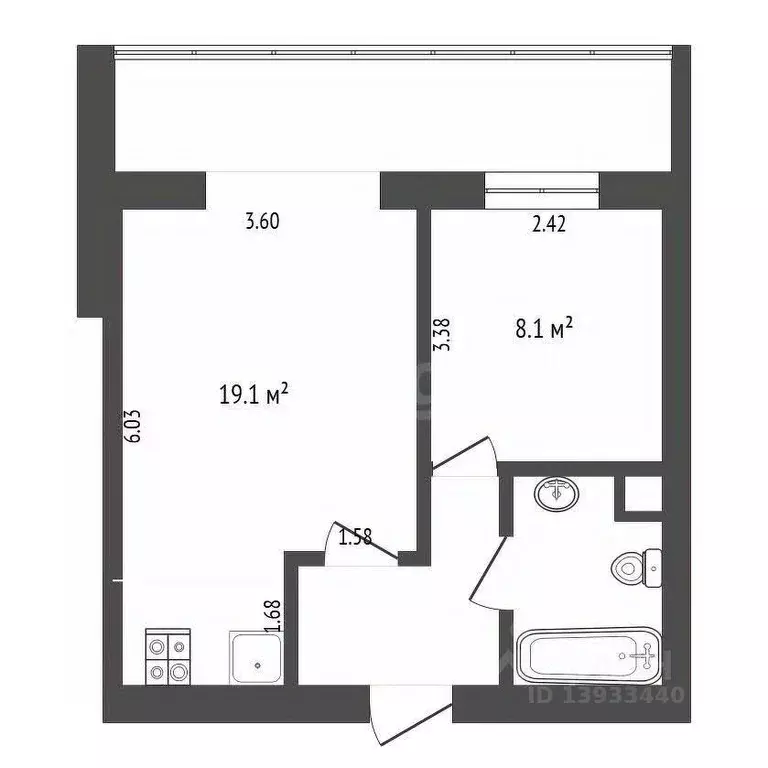 1-к кв. Тюменская область, Тюмень Молодежная ул., 28 (35.6 м) - Фото 1