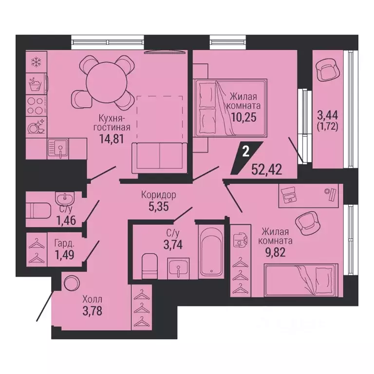 2-к кв. Свердловская область, Екатеринбург ул. Красных Командиров, 80 ... - Фото 2