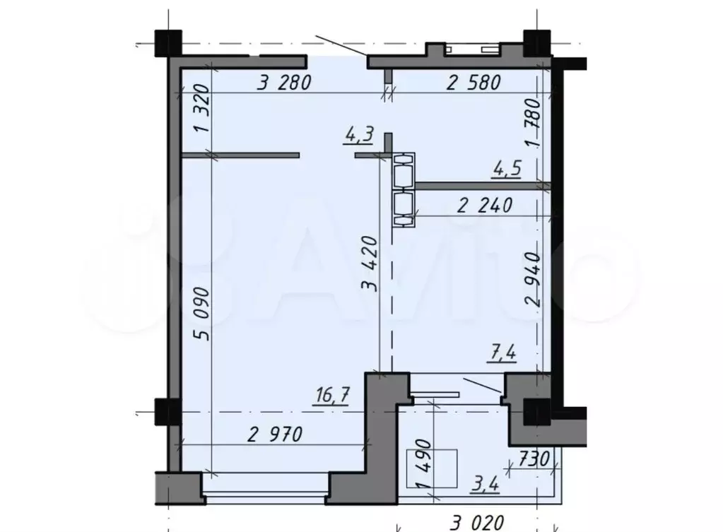 1-к. квартира, 32,7 м, 2/8 эт. - Фото 0