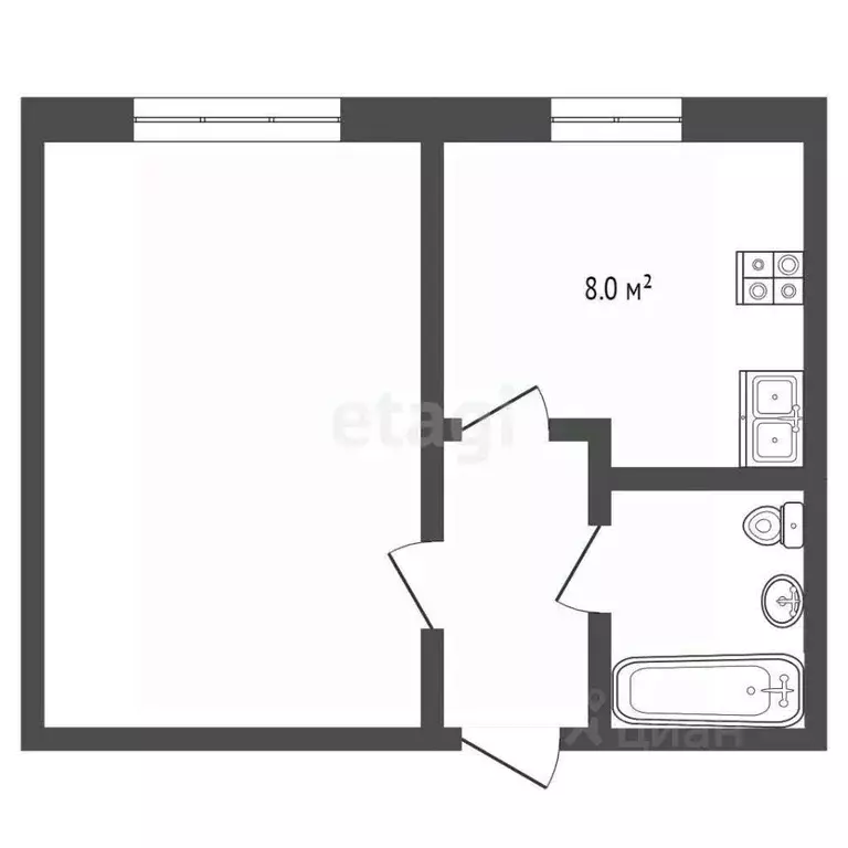 1-к кв. Костромская область, Кострома Строительный проезд, 10А (33.0 ... - Фото 1