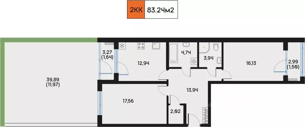 2-к кв. Санкт-Петербург 7-я Васильевского острова линия, 84 (86.75 м) - Фото 0
