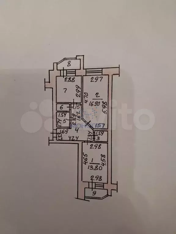 2-к. квартира, 58 м, 6/9 эт. - Фото 0