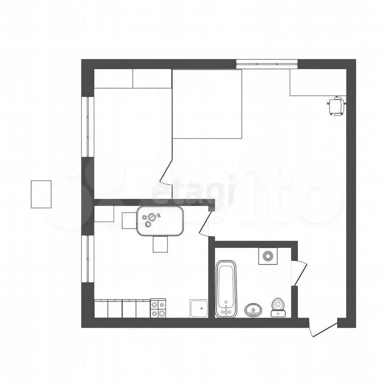 1-к. квартира, 31 м, 3/5 эт. - Фото 0