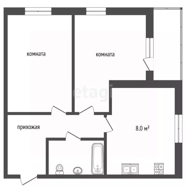 2-к кв. Ростовская область, Батайск Комсомольская ул., 127 (55.0 м) - Фото 1