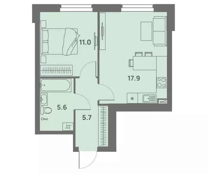 2-к кв. Пермский край, Пермь Трамвайная ул., 27 (40.2 м) - Фото 1