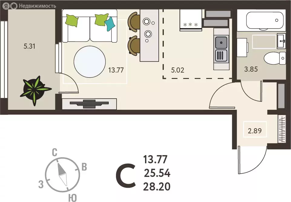 Квартира-студия: Курск, микрорайон Курского Завода Тракторных ... - Фото 1