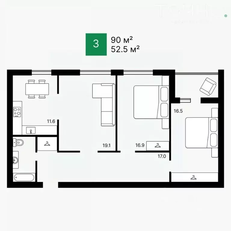 3-к кв. Пензенская область, Пенза ул. Калинина, 4 (90.0 м) - Фото 1