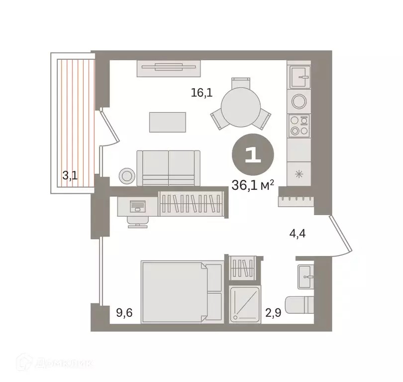 Продаётся 1-к квартира, 36.03 м - Фото 0