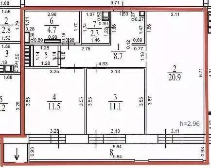 Квартира, 2 комнаты, 69.7 м - Фото 1