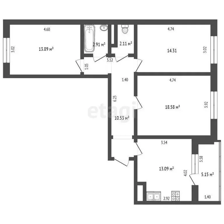3-комнатная квартира: Николаевка, Челышевская улица, 8 (80.6 м) - Фото 0