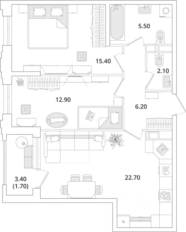 2-к кв. Санкт-Петербург Планерная ул., 99 (66.5 м) - Фото 0