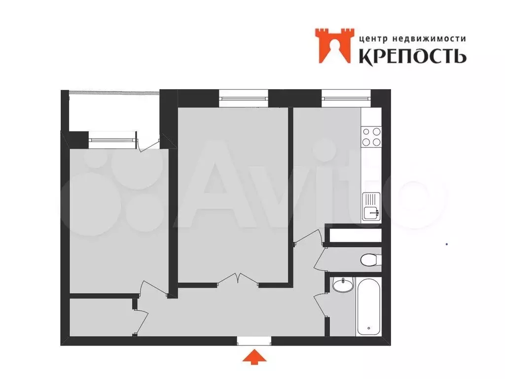 2-к. квартира, 51,2 м, 6/9 эт. - Фото 0