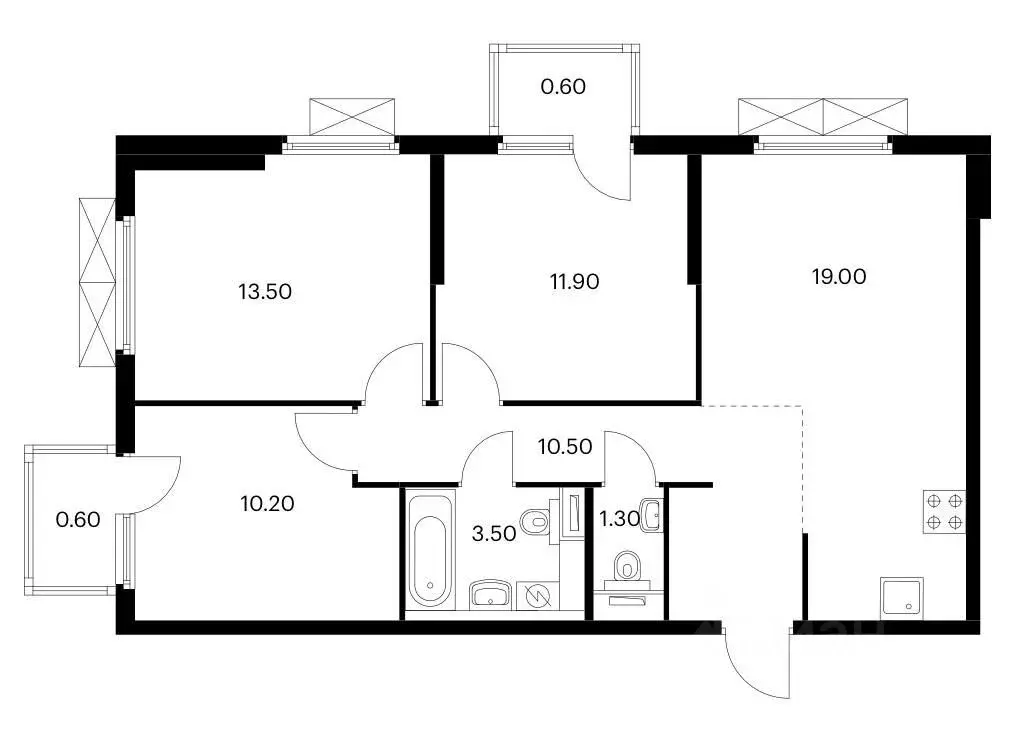 3-к кв. Ленинградская область, Всеволожский район, д. Новое Девяткино ... - Фото 1