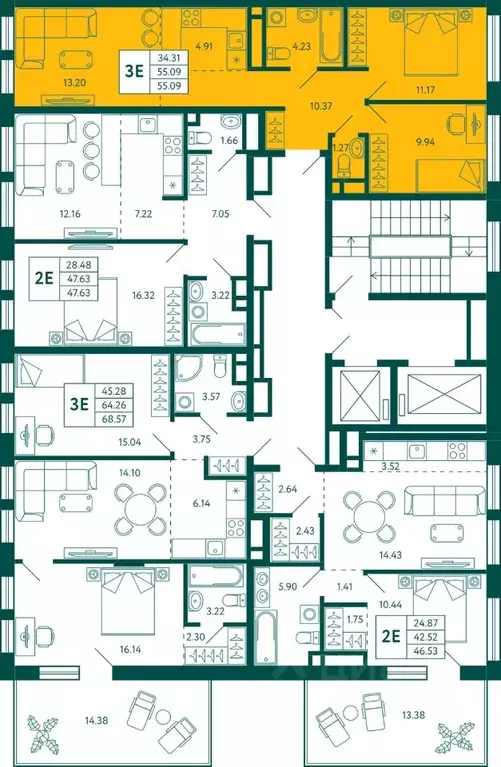 2-к кв. Башкортостан, Уфа Зеленая Роща жилрайон, Терле Парк жилой ... - Фото 2