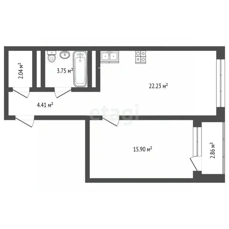 1-к кв. Тюменская область, Тюмень ул. Щербакова, 136 (48.9 м) - Фото 2