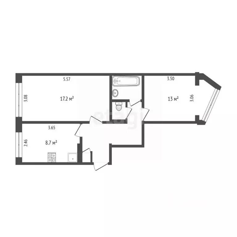 2-к кв. Камчатский край, Петропавловск-Камчатский ул. Пономарева, 3 ... - Фото 1