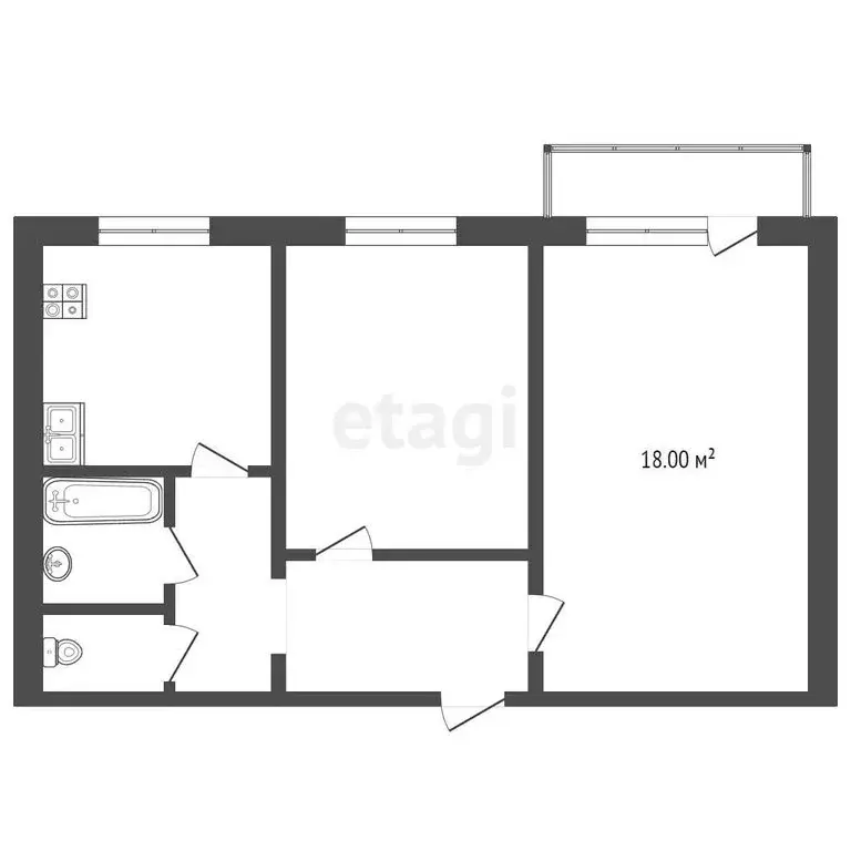 2-комнатная квартира: Якутск, улица Аммосова, 4/2 (46.9 м) - Фото 0