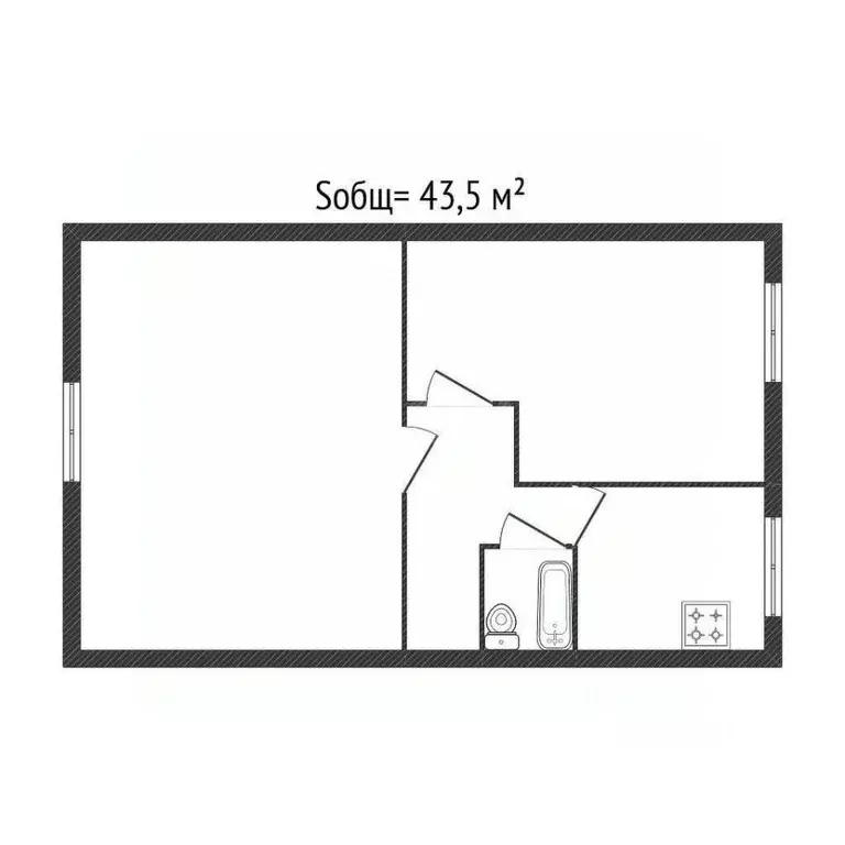 2-к кв. Новосибирская область, Новосибирск ул. Титова, 35 (43.5 м) - Фото 0