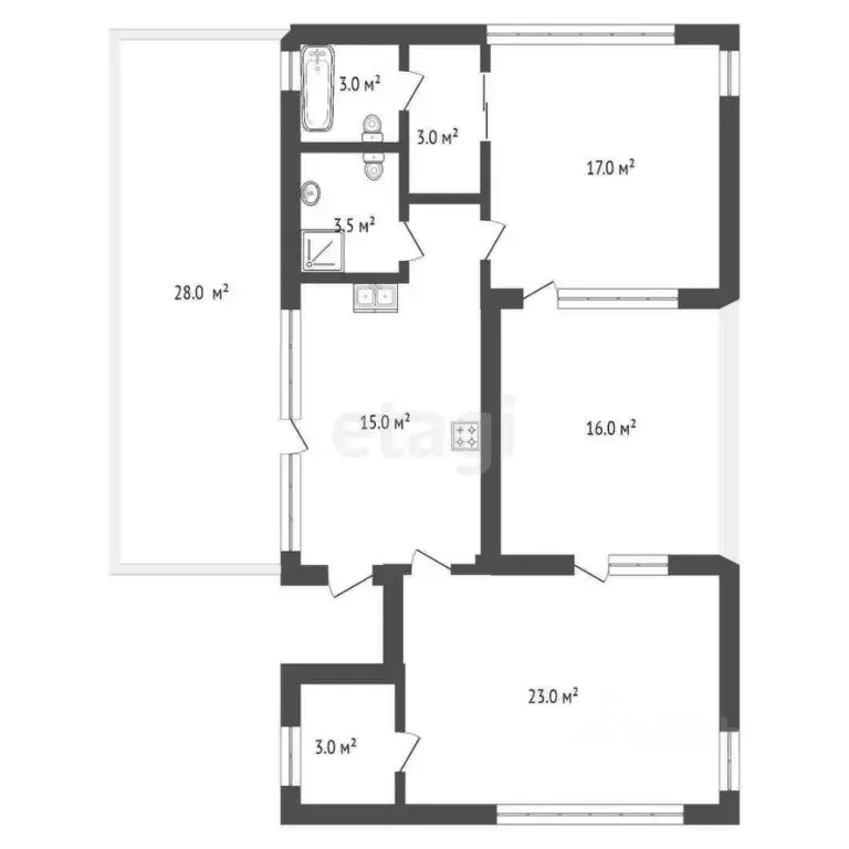 2-к кв. Санкт-Петербург ул. Новая, 51к24 (70.5 м) - Фото 2